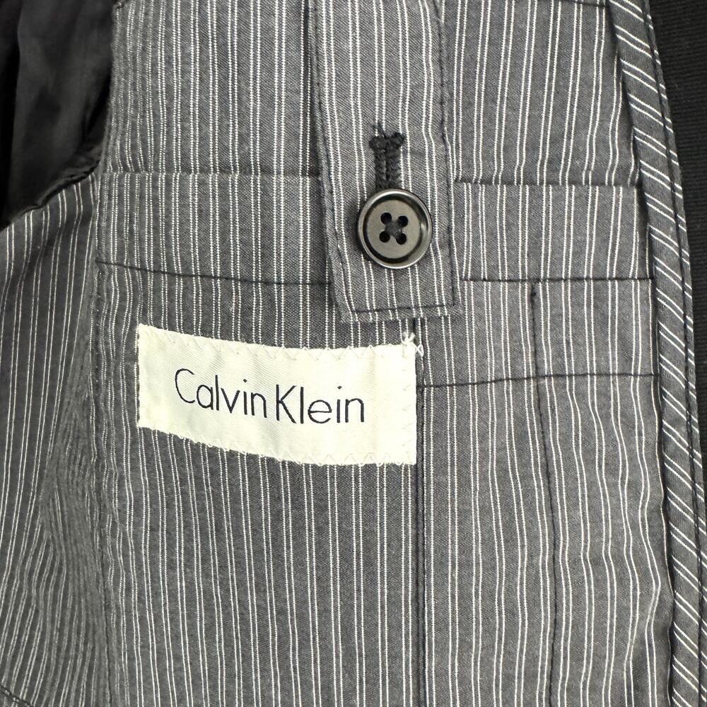 Calvin Klein Mens Suit Jacket Blazer Size 52R 100% Cotton Classic Neutral Black - Picture 5 of 7